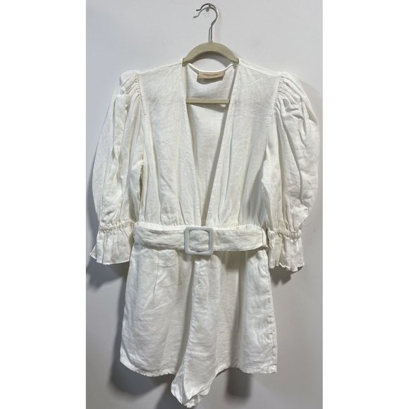 Adriana Degreas White Jumpsuit with Belted Waist - Picture 2 of 6